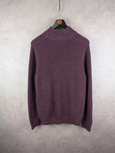 L.L.Bean Jumper Mens Large Regular Burgundy Knitted Quarter Zip Pullover New